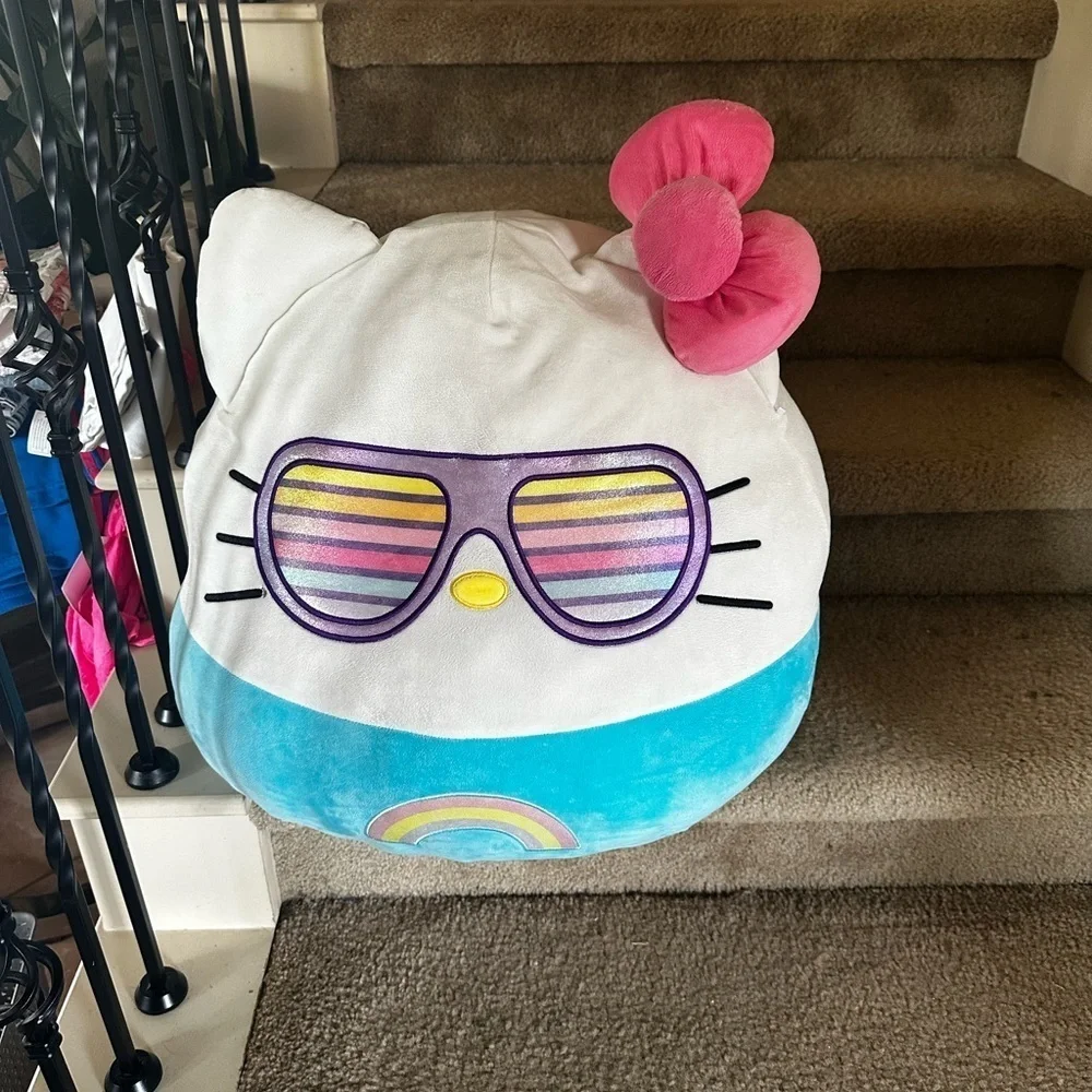 Hello Kitty Plush with Pink Bow and Rainbow Sunglasses